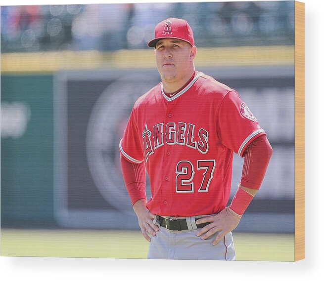 People Wood Print featuring the photograph Mike Trout by Leon Halip