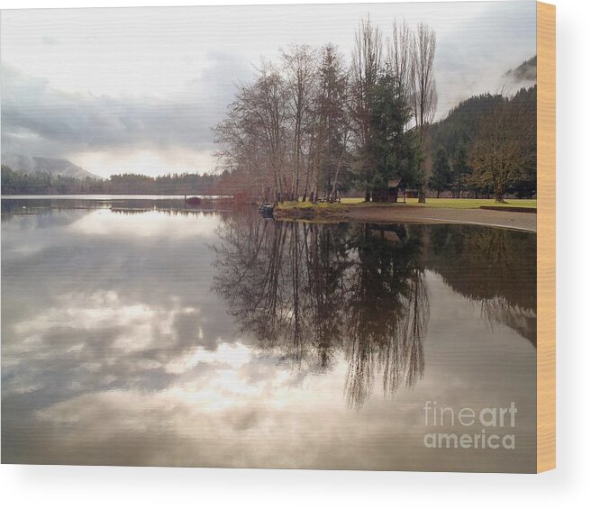Cowichan Valley Wood Print featuring the photograph Mirrored Morning by Kimberly Furey