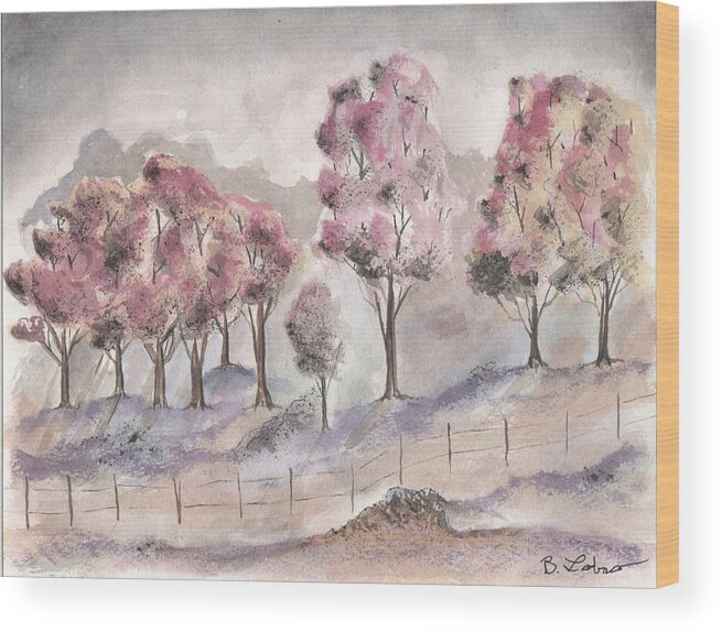 Trees Wood Print featuring the painting Misty Trees by Bob Labno