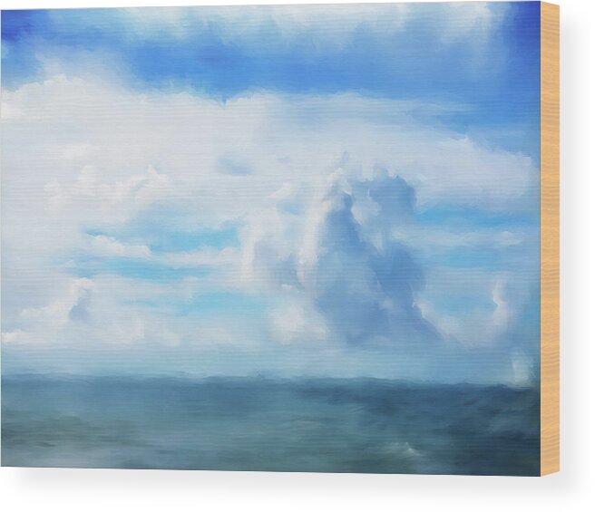 Seascape Wood Print featuring the digital art Morning on the OBX by Shawn Conn