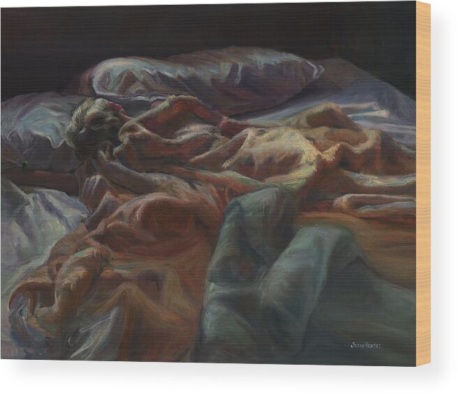 Oil Painting Wood Print featuring the painting Morning Slumber by Susan Hensel