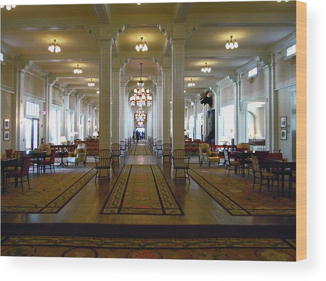 Architecture Wood Print featuring the photograph Mount Washington Hotel Lobby by Nancy Griswold