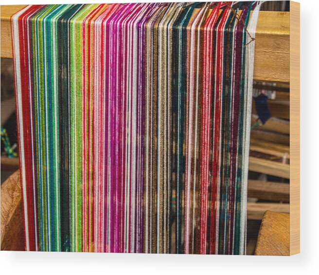 Loom Wood Print featuring the photograph Multi-color Yarn on a Loom by L Bosco
