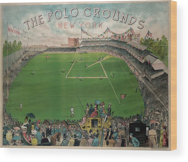 Vintage Polo Wood Print featuring the drawing New York Polo Grounds by Vintage Sports