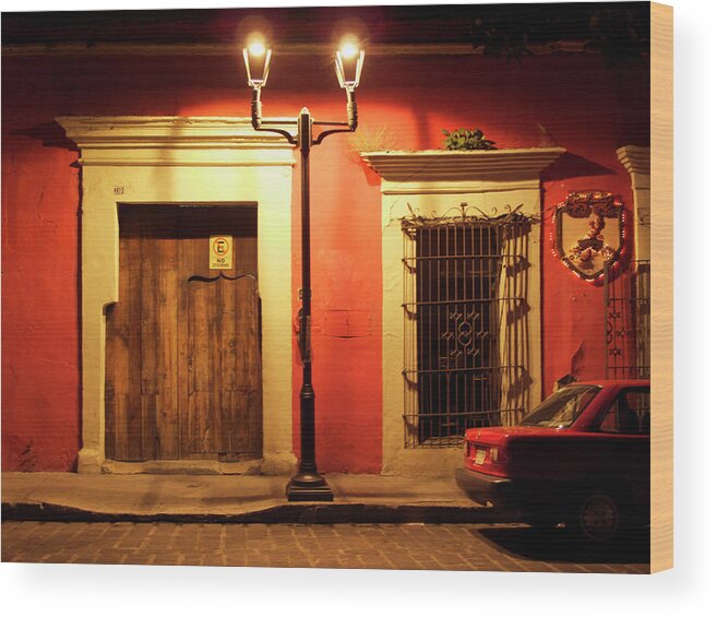 Oaxaca City Wood Print featuring the photograph Night Street Oaxaca by Lorena Cassady