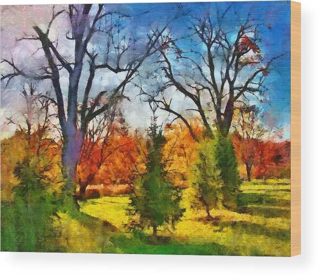 Autumn Wood Print featuring the mixed media November Field by Christopher Reed