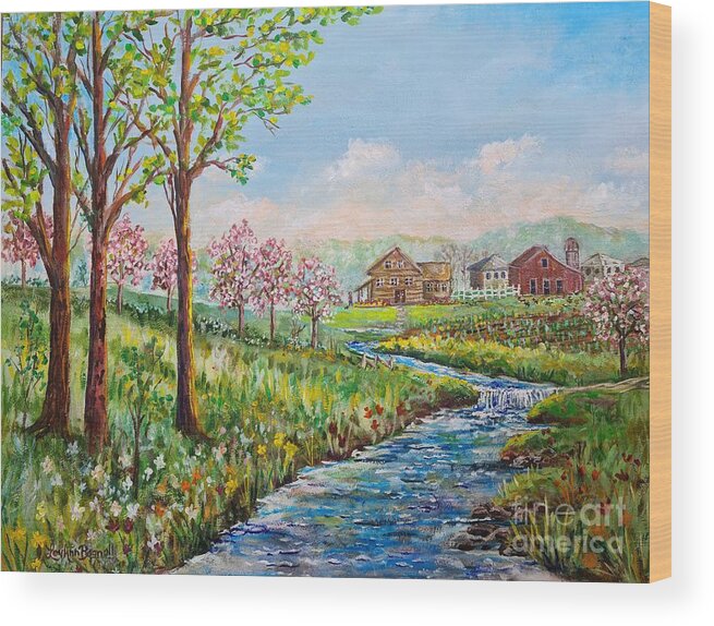 Spring Wood Print featuring the painting Ohio Farm Spring by Lou Ann Bagnall