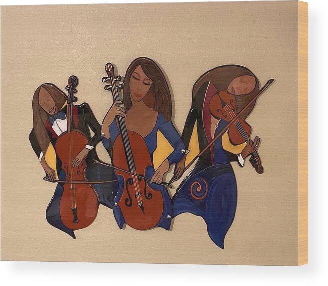 Music Wood Print featuring the mixed media Orchestral Trio by Bill Manson
