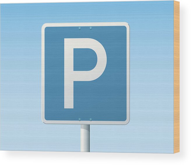 Pole Wood Print featuring the drawing Parking Place German Road Sign by FrankRamspott