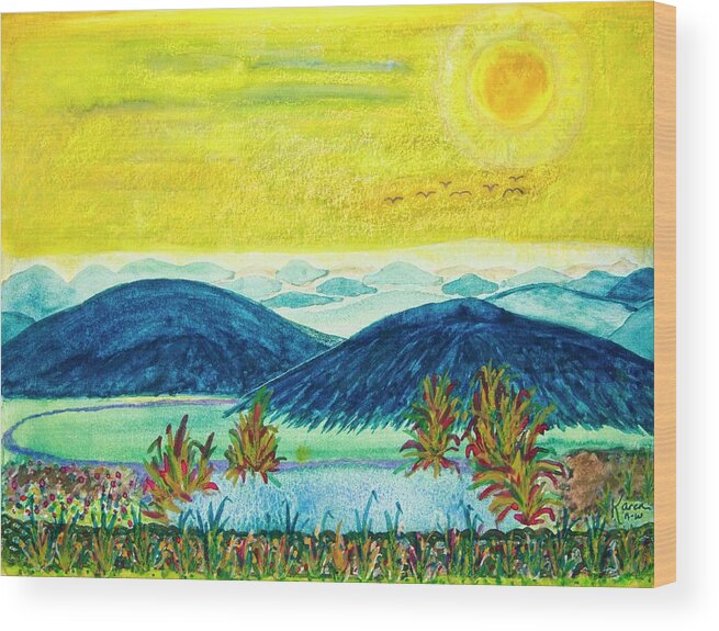 Peace Wood Print featuring the painting Peace At Day's End by Karen Nice-Webb