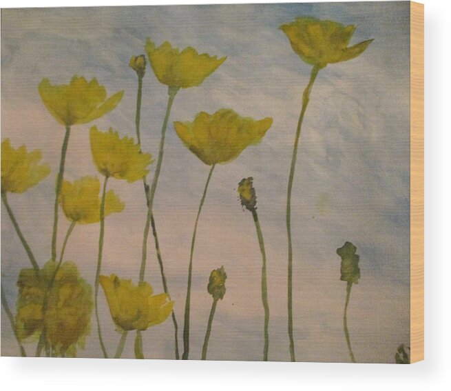 Wild Flowers Wood Print featuring the painting Petalled Yellow by Jen Shearer
