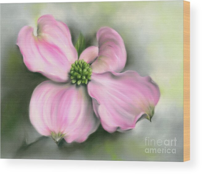Botanical Wood Print featuring the painting Pink Dogwood in Spring by MM Anderson