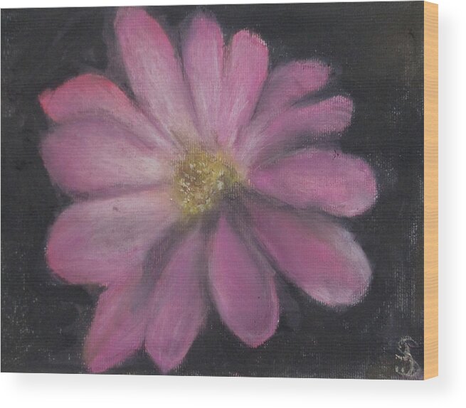 Flower Wood Print featuring the painting Pink Flower by Jen Shearer