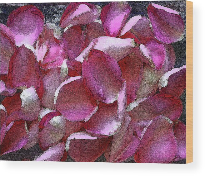 Pink Wood Print featuring the photograph Pink Rose Petals by Corinne Carroll