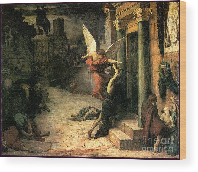 Delaunay Wood Print featuring the painting Plague in Rome 1869 by Jules Elie Delaunay