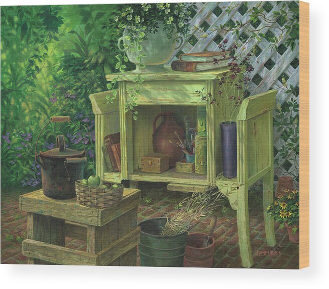 Michael Humphries Wood Print featuring the painting Poetic Gardens by Michael Humphries