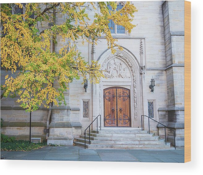 Architecture Wood Print featuring the photograph Princeton University Chapel Side Entrance by Kristia Adams