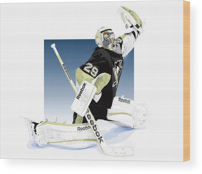 Pittsburgh Wood Print featuring the digital art Marc Andre Fleury by Scott Weigner