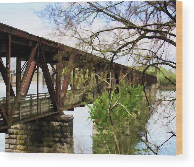 Bridge Wood Print featuring the photograph Railroad Bridge in Muscle Shoals Alabama by Roberta Byram