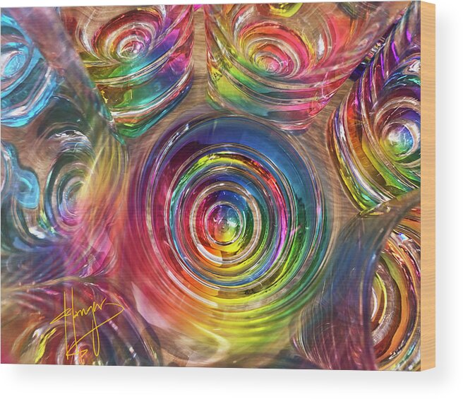 Rainbows Wood Print featuring the painting Rainbow Glasses 1 by DC Langer