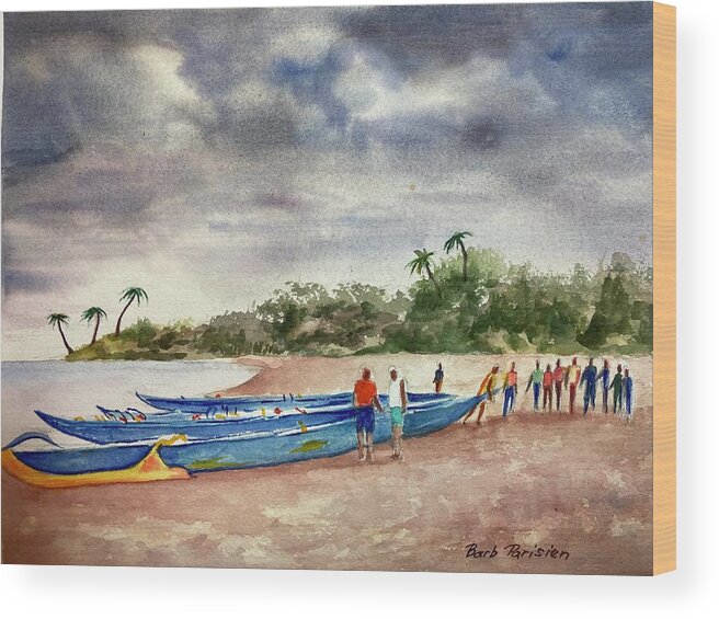 Hawaii Wood Print featuring the painting Ready to Launch by Barbara Parisien