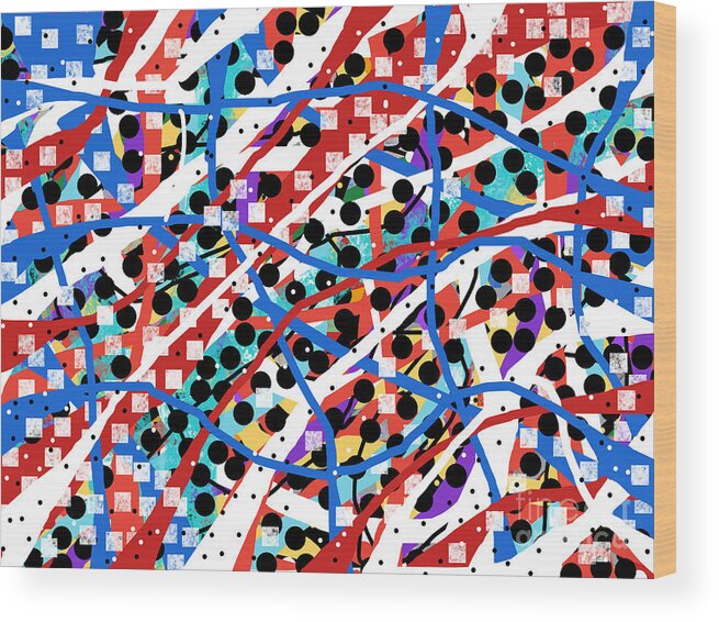 Abstract Red White Blue Pattern Pillow Bags Mask Masks Lobby Meaningful Riot Protest Wood Print featuring the painting Red White And Blue Undone by Bradley Boug