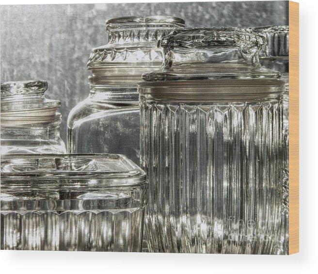 Glass Jars Wood Print featuring the photograph Reflections of Glass by Phil Perkins