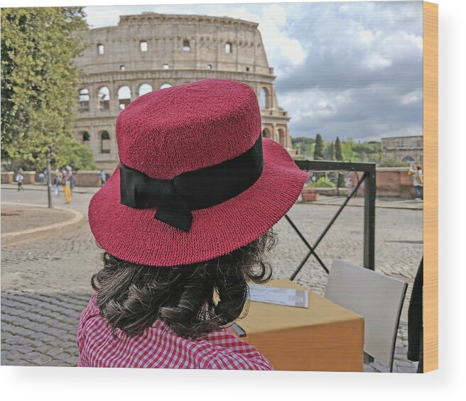 Rome Wood Print featuring the photograph Rome Colosseum by Yvonne Jasinski