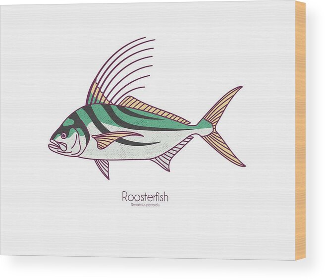 Roosterfsh Wood Print featuring the digital art Roosterfish by Kevin Putman