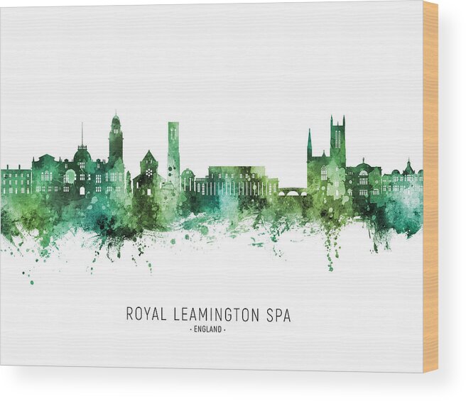 Royal Leamington Spa Wood Print featuring the digital art Royal Leamington Spa England Skyline #64 by Michael Tompsett