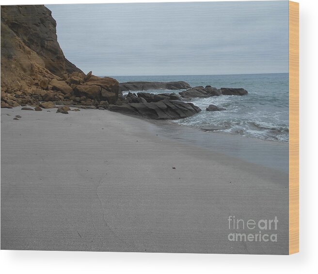 Rocks Wood Print featuring the photograph Rocky Shore by Nancy Graham