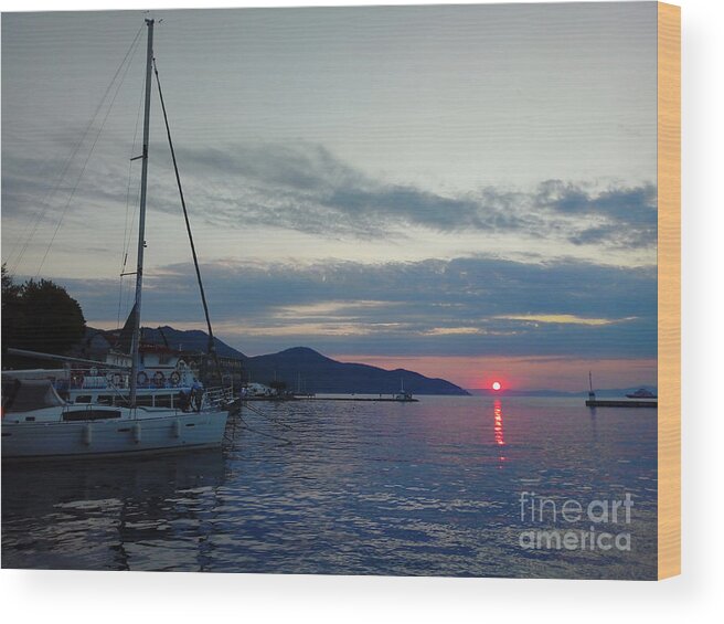 Sailboat Wood Print featuring the photograph Sailboat at Sunset by Leonida Arte