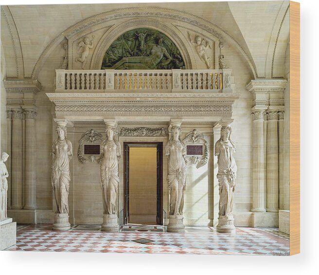 Room Of The Caryatids Louvre Paris Wood Print featuring the photograph Salle des Caryatides Louvre Paris 02 by Weston Westmoreland