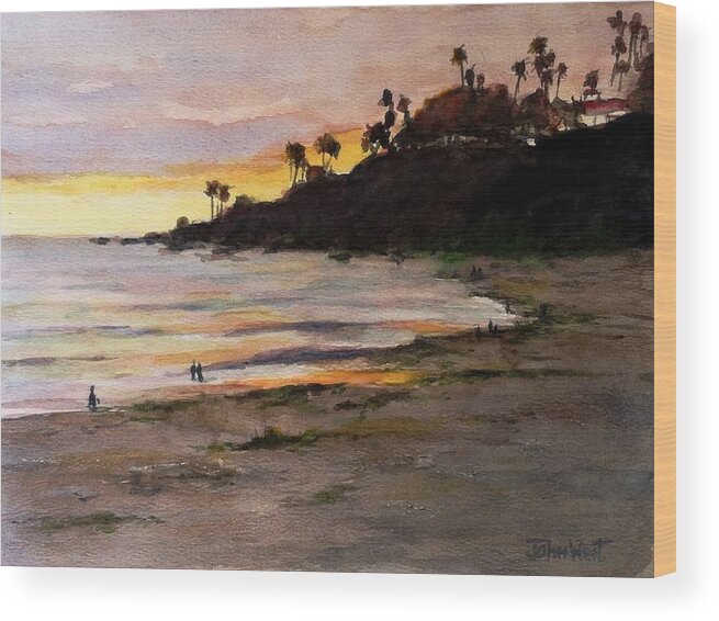 San Clemente Wood Print featuring the painting San Clemente Sunset by John West