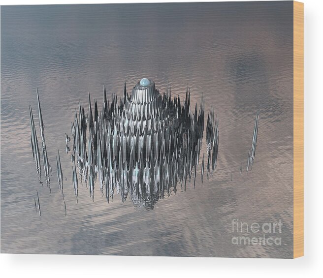 Fractal Wood Print featuring the digital art Sci Fi Structure by Phil Perkins