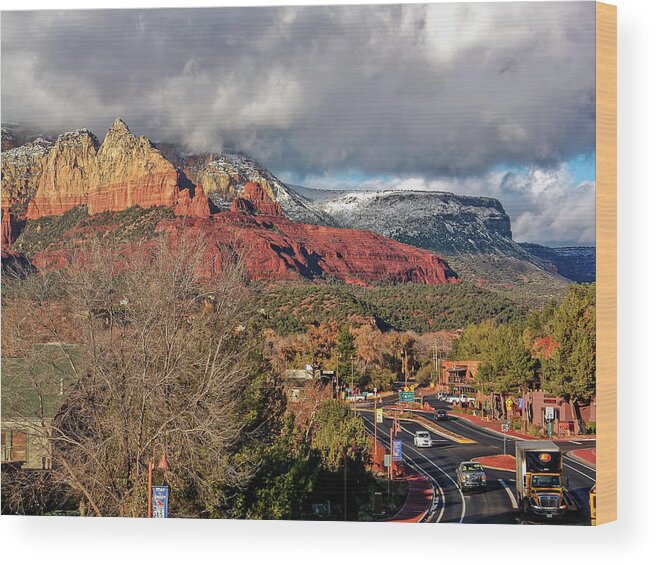 Sedona Wood Print featuring the photograph Sedona in Winter by Al Judge