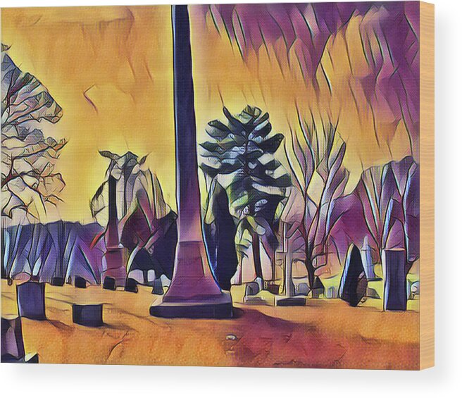 Sewickley Wood Print featuring the mixed media Sewickley Cemetery by Christopher Reed