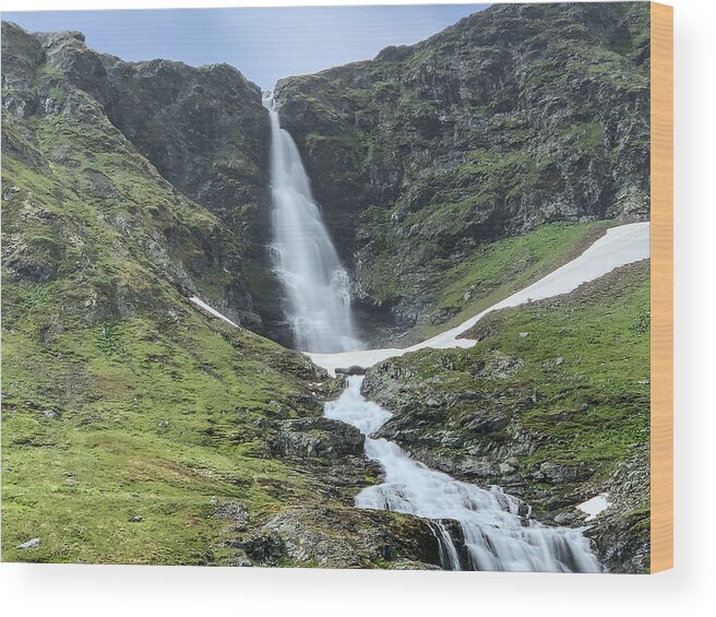 Systrondfossen Wood Print featuring the digital art Sister waterfall Landscape by Geir Rosset