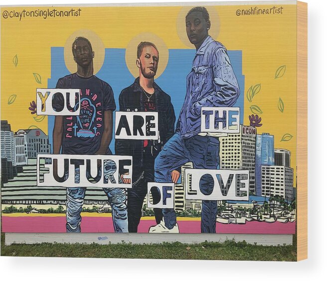  Wood Print featuring the painting SITW future of love by Clayton Singleton