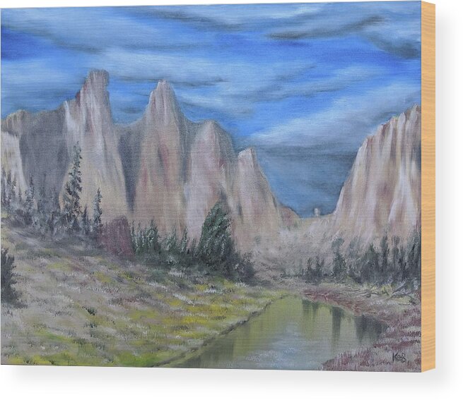 Oregon Wood Print featuring the painting Smith Rock by Kevin Daly