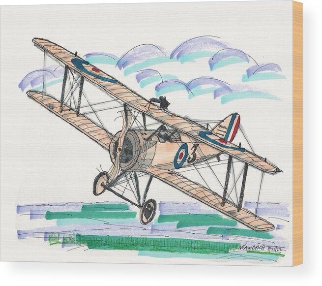 Old Rhinebeck Aerodrome Wood Print featuring the drawing Sopwith Pup Airplane by Richard Wambach