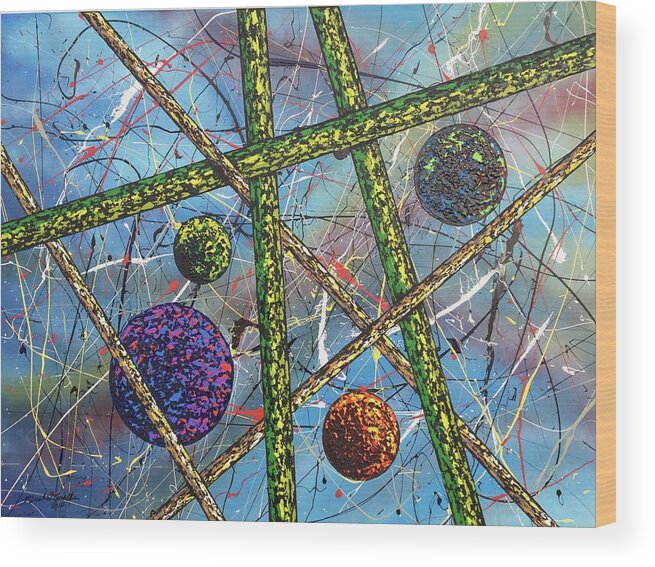 Abstract Wood Print featuring the painting Spheres #5 by Micah Guenther