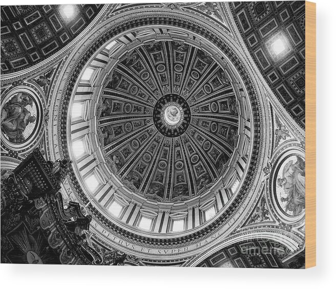 St. Peter's Basilica Wood Print featuring the photograph St Peters Basilica Dome Interior by Doug Sturgess