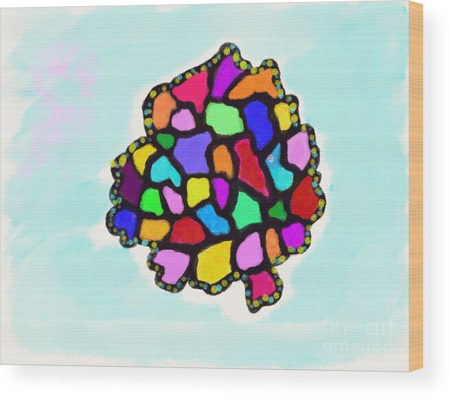 Primitive Impressionistic Expressionism Wood Print featuring the digital art Stained-glass Pomegranate by Zotshee Zotshee