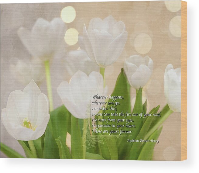 White Flowers Wood Print featuring the photograph Stars In Your Eyes Quote by Jill Love