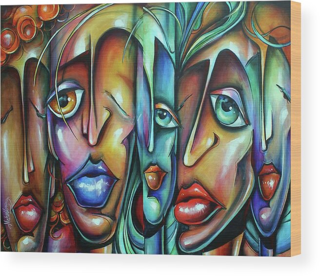 Urban Expressions Wood Print featuring the painting State of Unity by Michael Lang