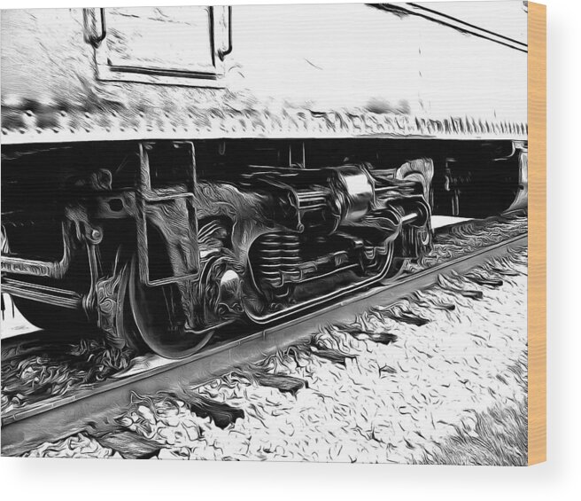 Train Wood Print featuring the mixed media Steel Wheels by Christopher Reed