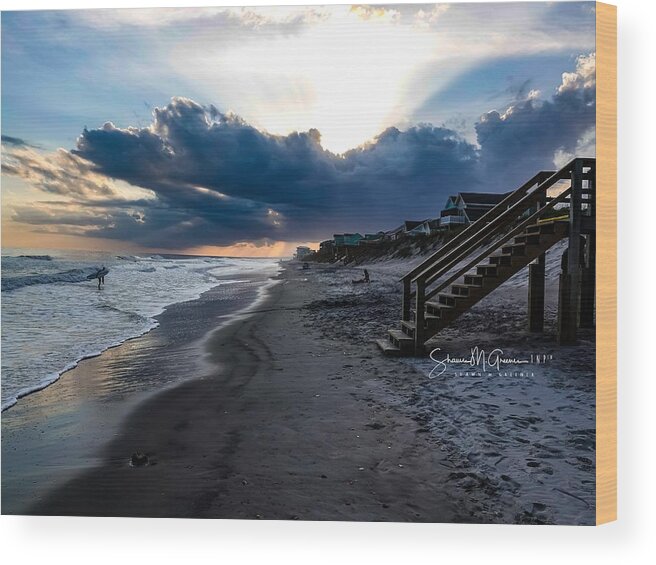 Atlantic Ocean Wood Print featuring the photograph Steps to the Sea by Shawn M Greener