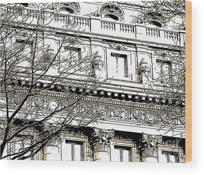 Architecture Wood Print featuring the photograph Stories of a Vintage Building by Carol Riddle