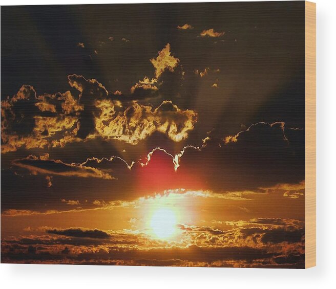 Sunset Wood Print featuring the photograph Storms a'brewin by Judy Stepanian